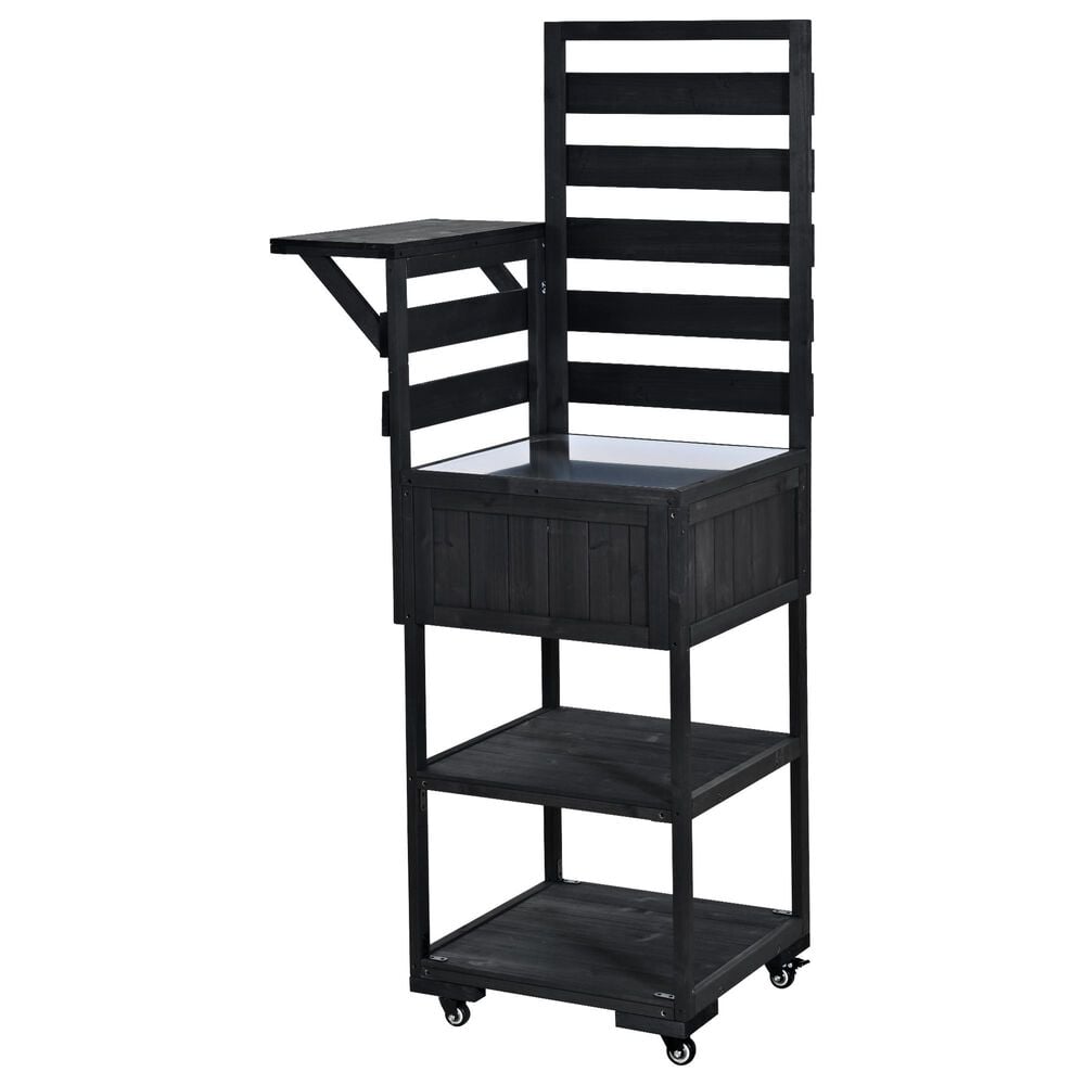 HOMLUX 62.3'' Outdoor Kitchen Island in Black, , large