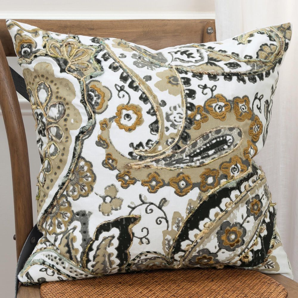 Rizzy Home Paisley 20" Pillow Cover in Natural, , large
