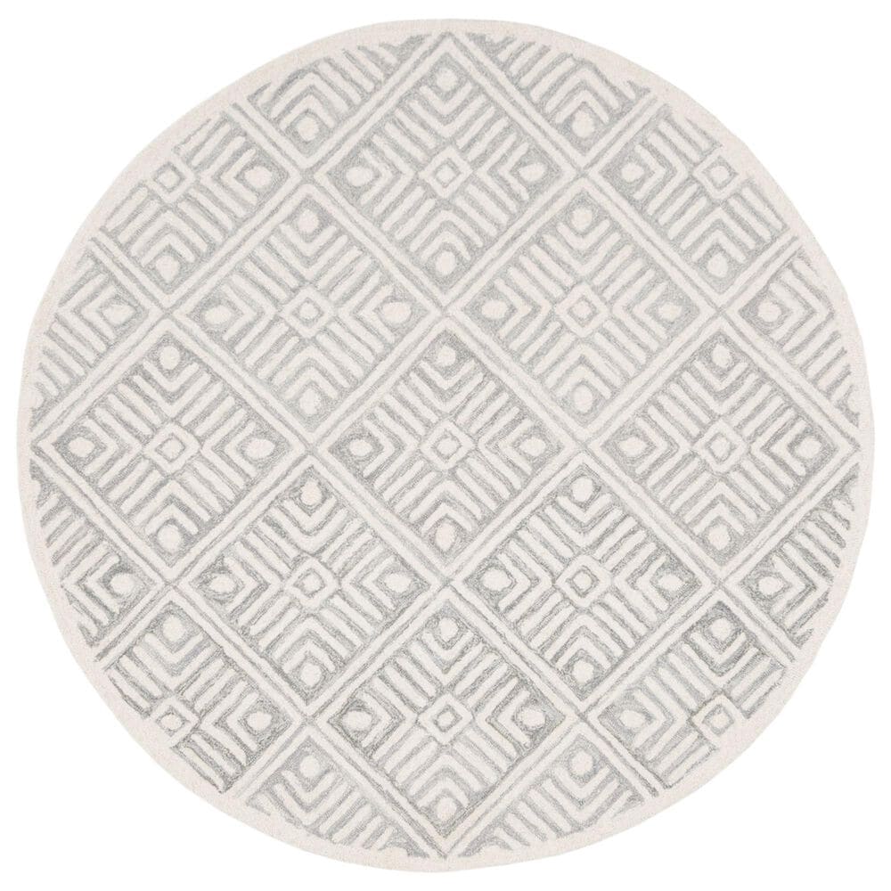 Safavieh Micro-Loop MLP262F 5" Round Gray and Ivory Area Rug, , large