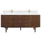 James Martin Vanities Amberly 72" Double Bathroom Vanity in Mid-Century Walnut with Single Hole 3 cm White Zeus Quartz Top and Rectangular Sinks, , large