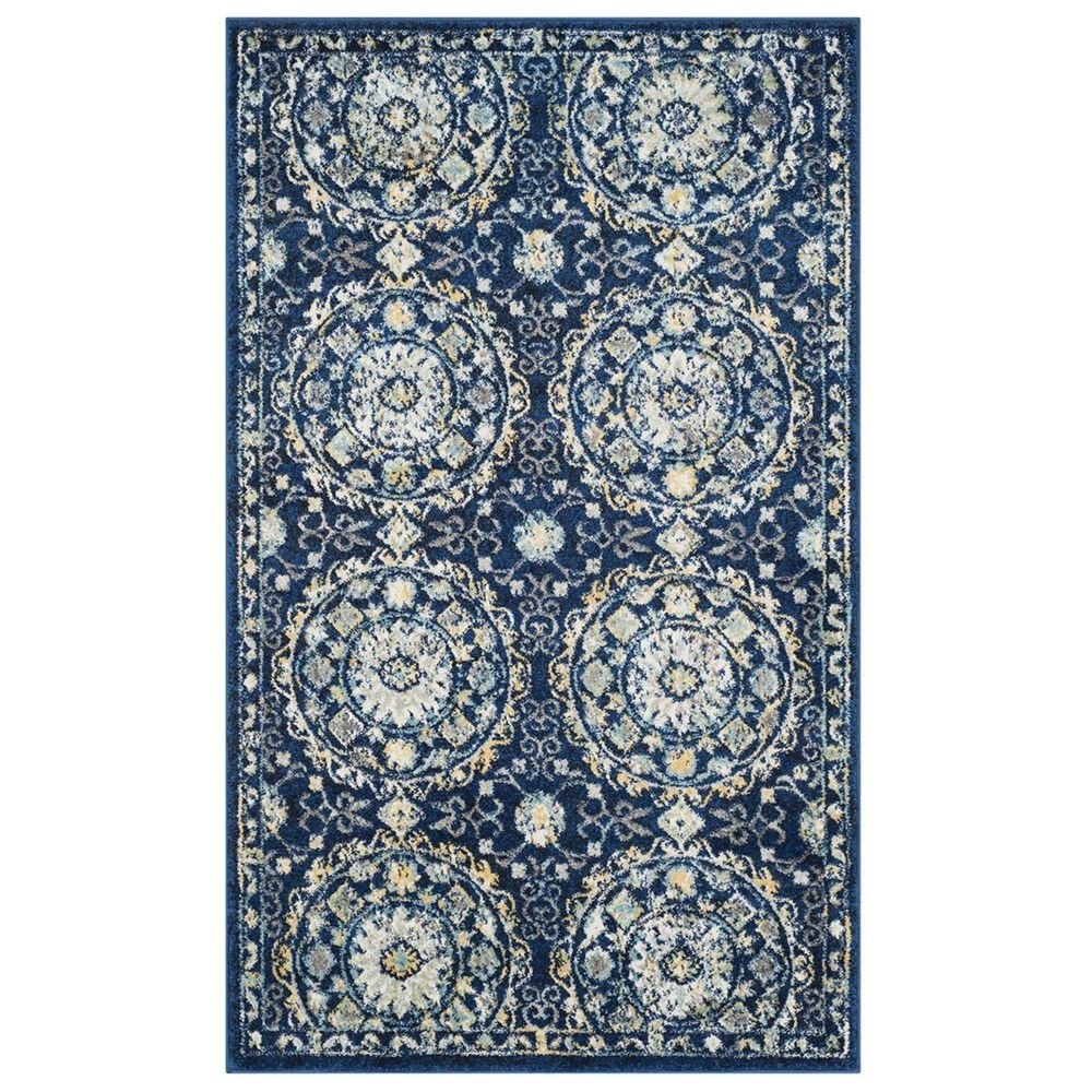 Safavieh Evoke EVK252A-3 3" x 5" Navy/Ivory Area Rug, , large