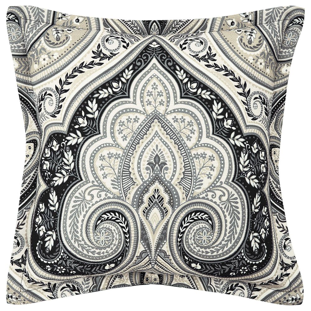 J. Queen New York Messina 18" Square Throw Pillow in Black and Sliver, , large