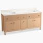 Kohler Malin 72" Double Bathroom Vanity in White Oak with 3 cm White Quartz Top and Rectangular Sinks, , large