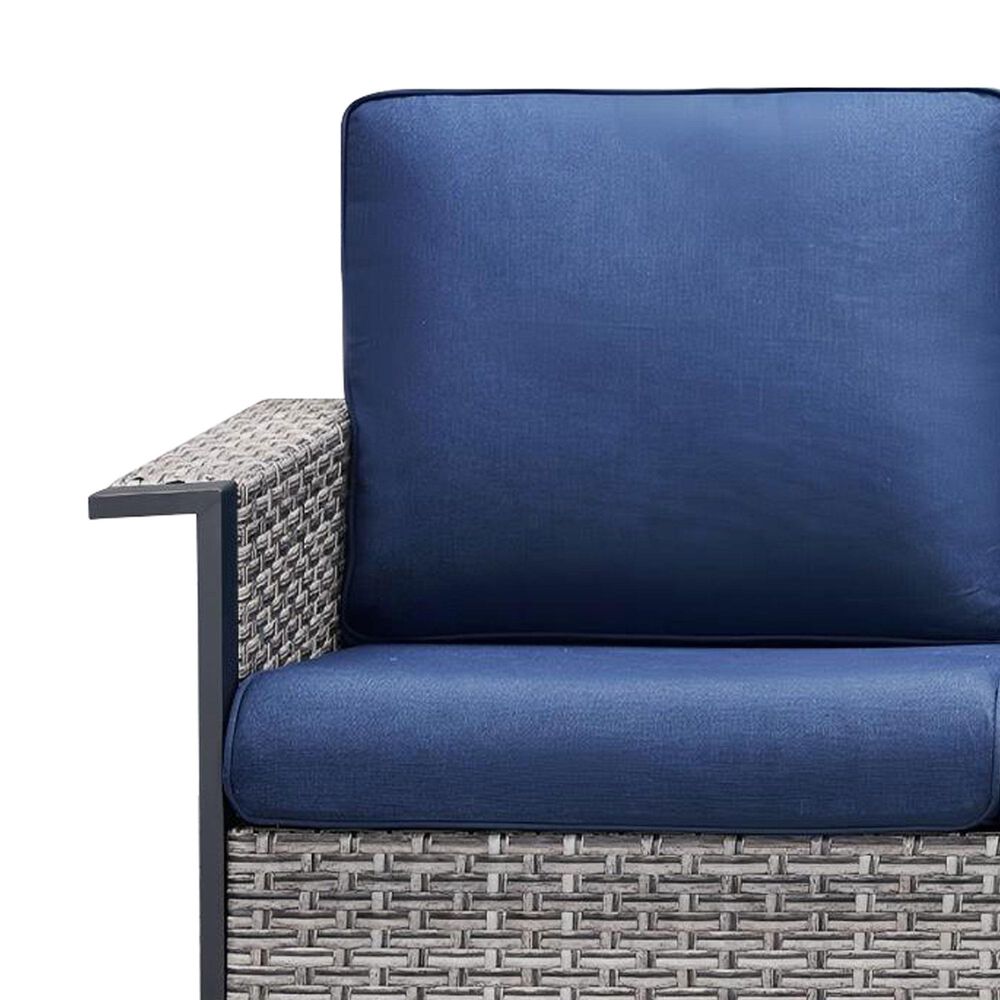 Sunwell Garden 5-Piece Patio Chat Set with Two Stationary Chairs in Navy, , large