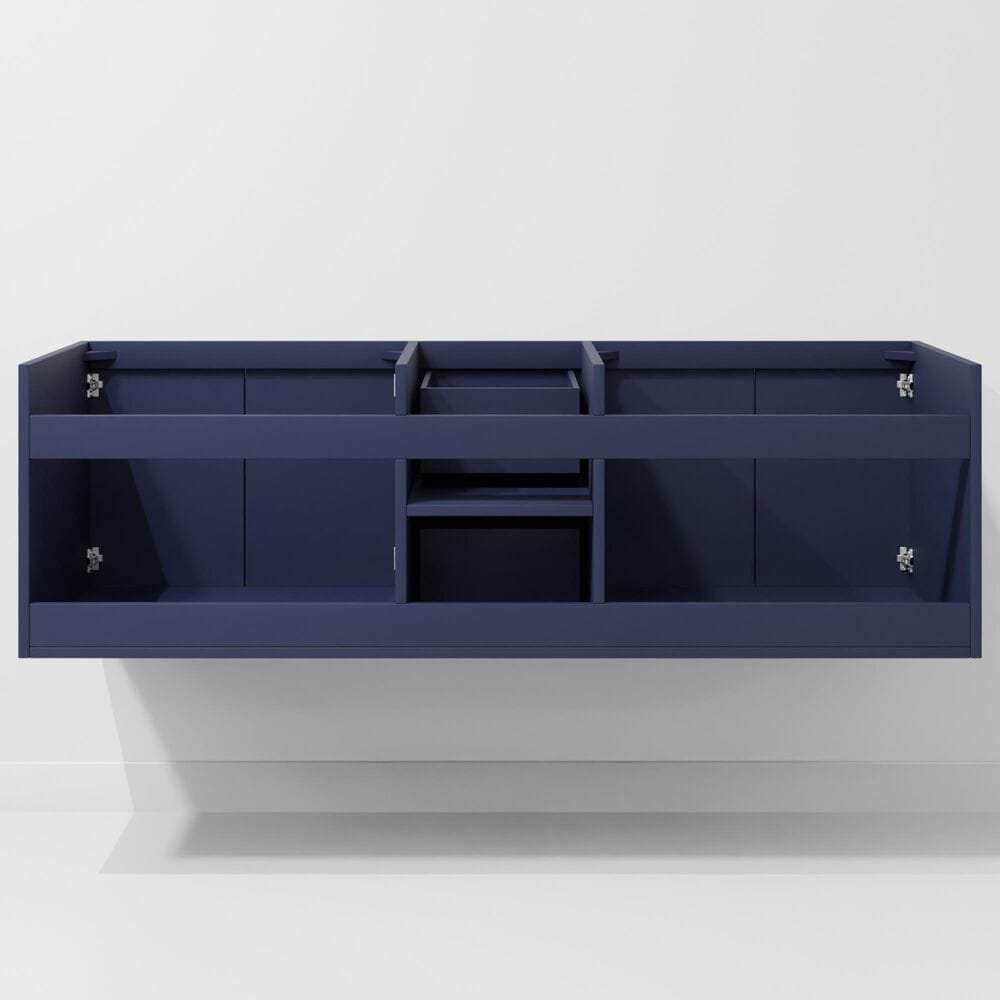 Lexora Home Geneva 60" Double Bathroom Vanity in Navy Blue with 2 cm White Carrara Marble Top and Rectangular Sinks, , large