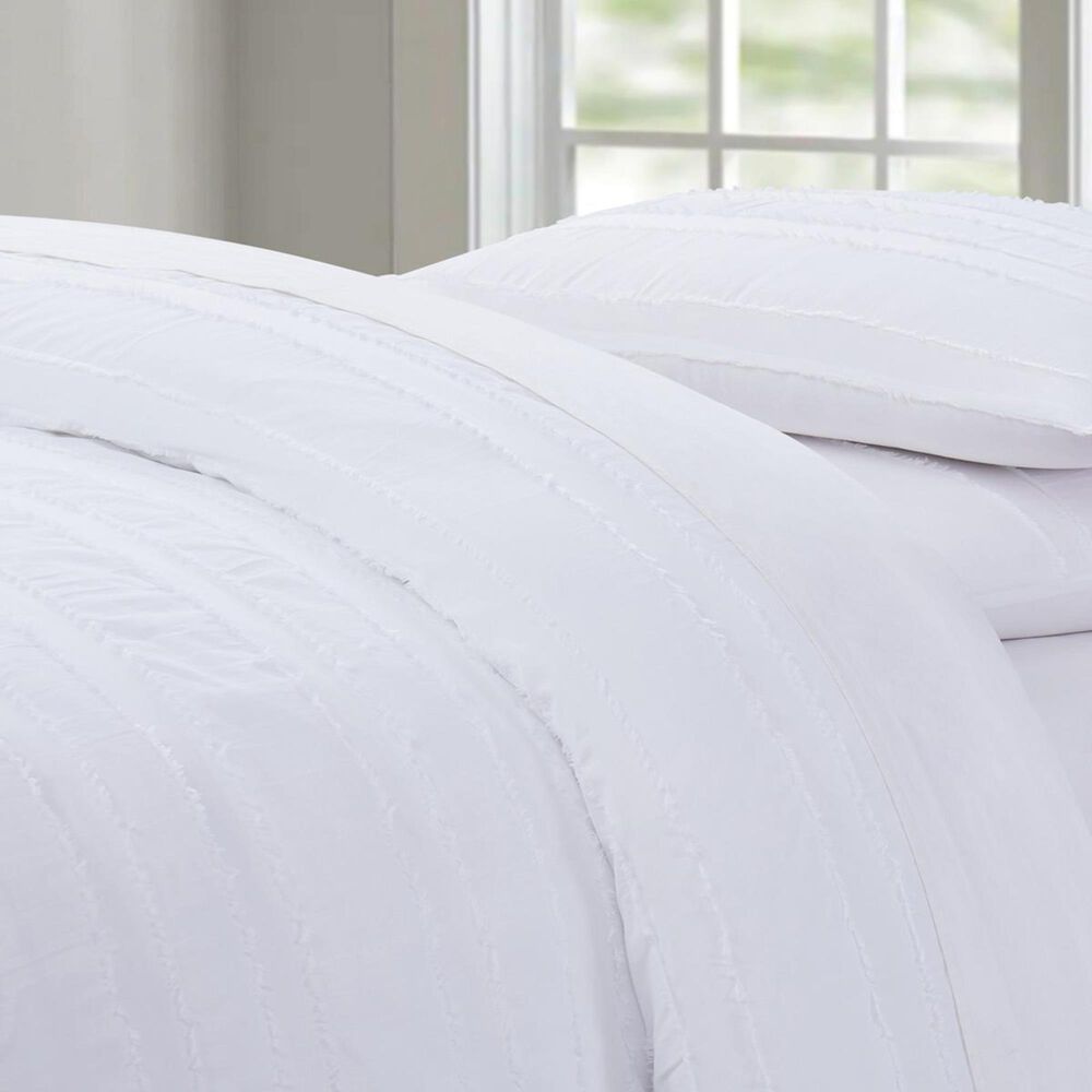 Pem America Brooklyn Loom Carlisle Stripe 3-Piece King Duvet Cover Set in White, , large