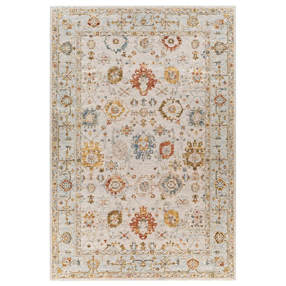 Surya Reina Light Gray, Cream, Denim, Rust, Mustard, Olive and Tan 6&#39;7&quot; x 9&#39;6&quot; Area Rug, , large