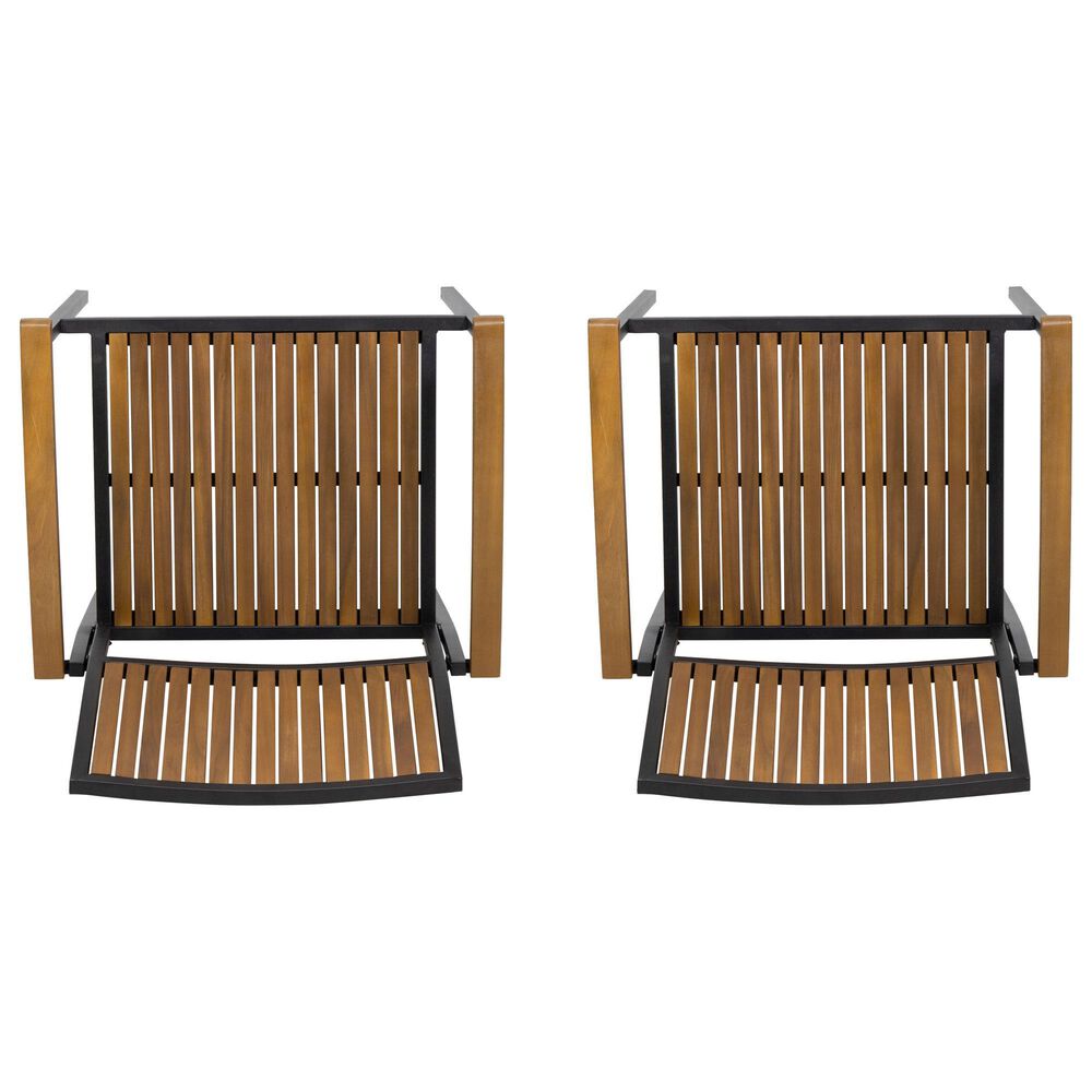 Hearth and Haven Bridget Outdoor Dining Chair in Teak and Black &#40;Set of 2&#41;, , large