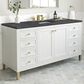 James Martin Vanities Chicago 60" Single Bathroom Vanity in Glossy White with 3 cm Charcoal Soapstone Quartz Top and Rectangular Sink, , large