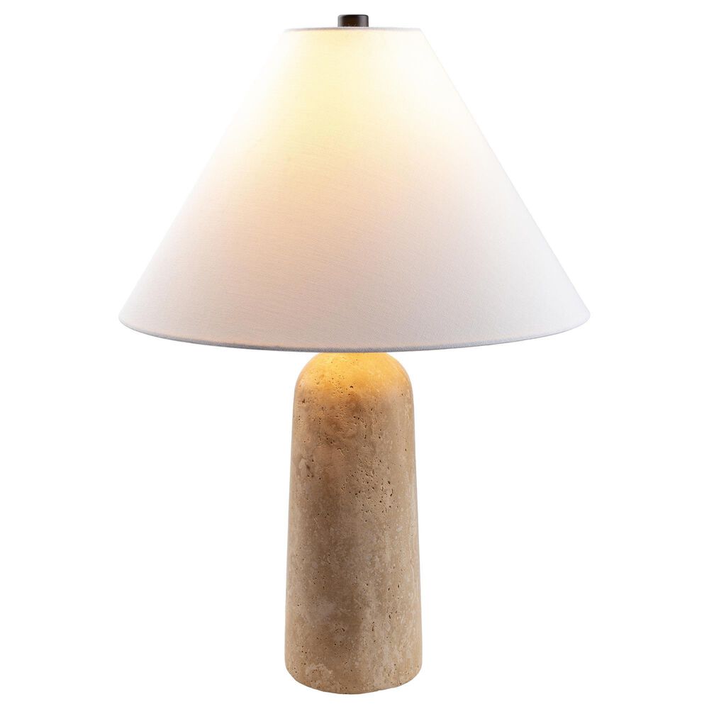 37B Agate Rounded Table Lamp in Natural Travertine, , large