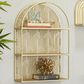 Maple and Jade 3-Level Rounded Room Wall Shelf with Arch Pattern in Gold, , large