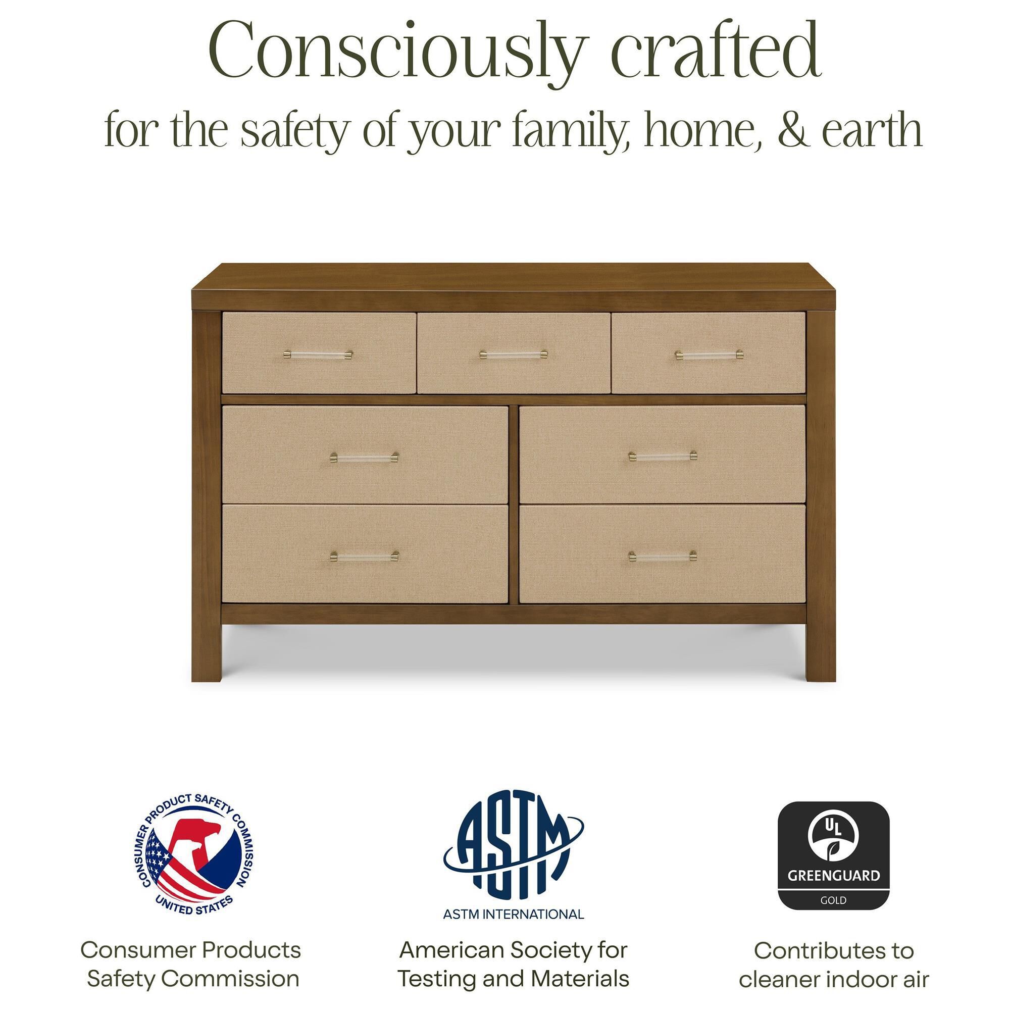 DaVinci Eloise 7-Drawer Dresser in Natural Walnut and Sand