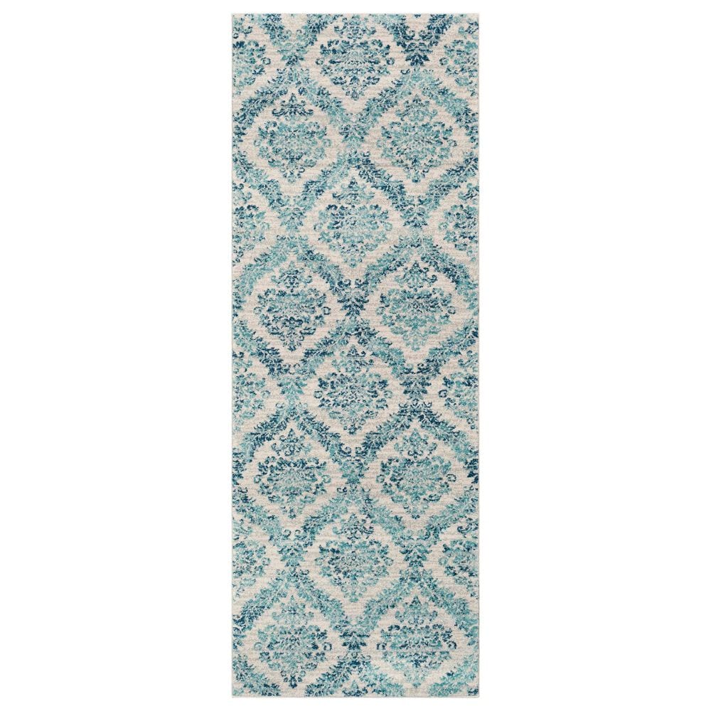 Surya Harput Navy, Ivory, Medium Gray and Teal 2"7" x 7"3" Runner, , large