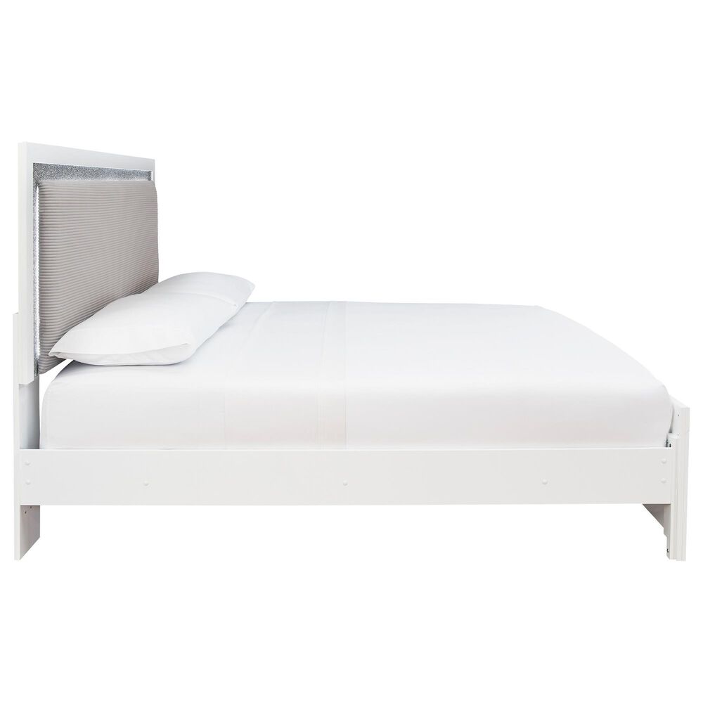 Ashley Maeling 5 Piece Queen Upholstered Panel Bedroom Set in Matte White, , large