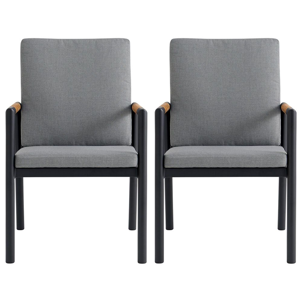 Blue River Royal Outdoor Dining Chair with Dark Gray Cushion in Black (Set of 2), , large