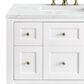 James Martin Vanities Breckenridge 36" Single Bathroom Vanity in Bright White with 3 cm Ethereal Noctis Quartz Top and Rectangular Sink, , large