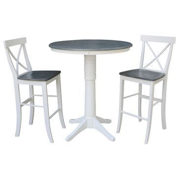 International Concepts 3-Piece Bar Height Dining Set in White/Heather Gray, , large