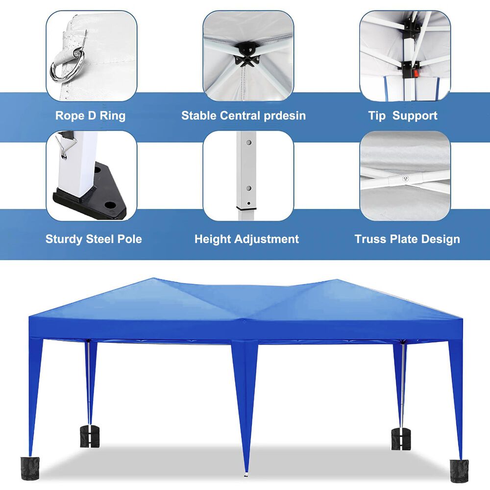HOMLUX 10' x 20' Outdoor Pop Up Canopy Gazebo for Party in Blue, , large