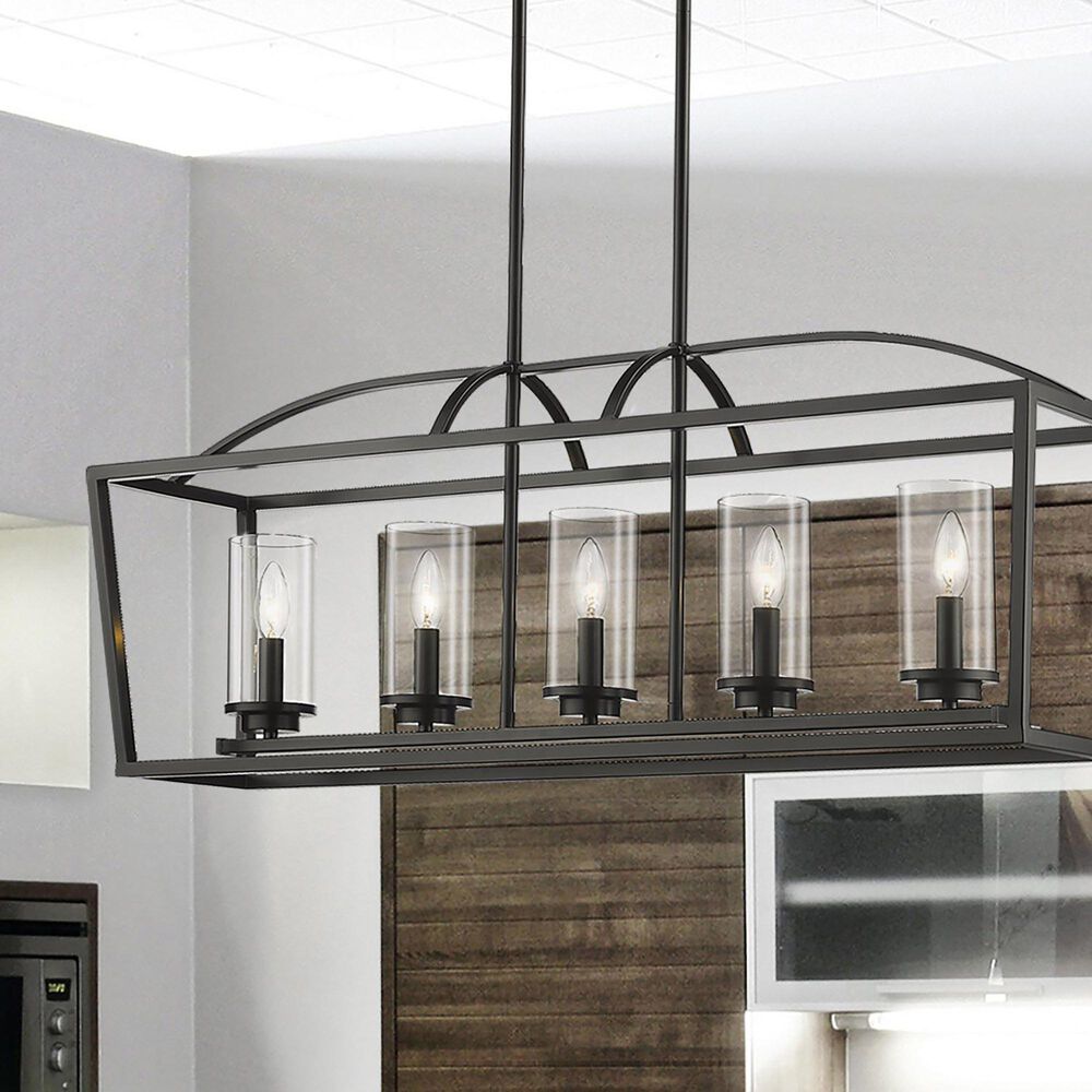 Golden Lighting Mercer Linear 5-Light Pendant in Matte Black, , large