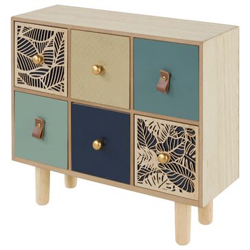 Maple and Jade Eclectic Wood Jewelry Box in Light Brown and Blue, , large