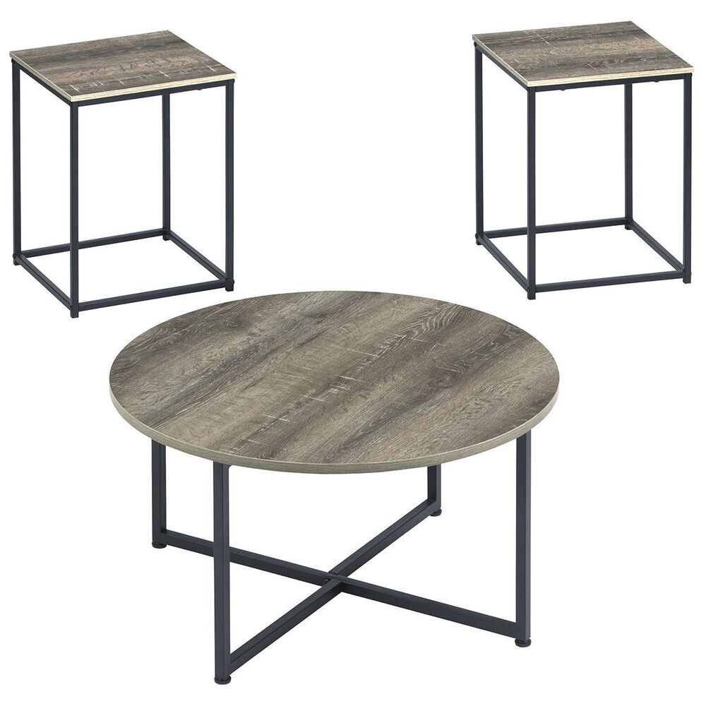 Signature Design by Ashley Wadeworth 3-Piece Occasional Table Set in Weathered Wood and Black, , large