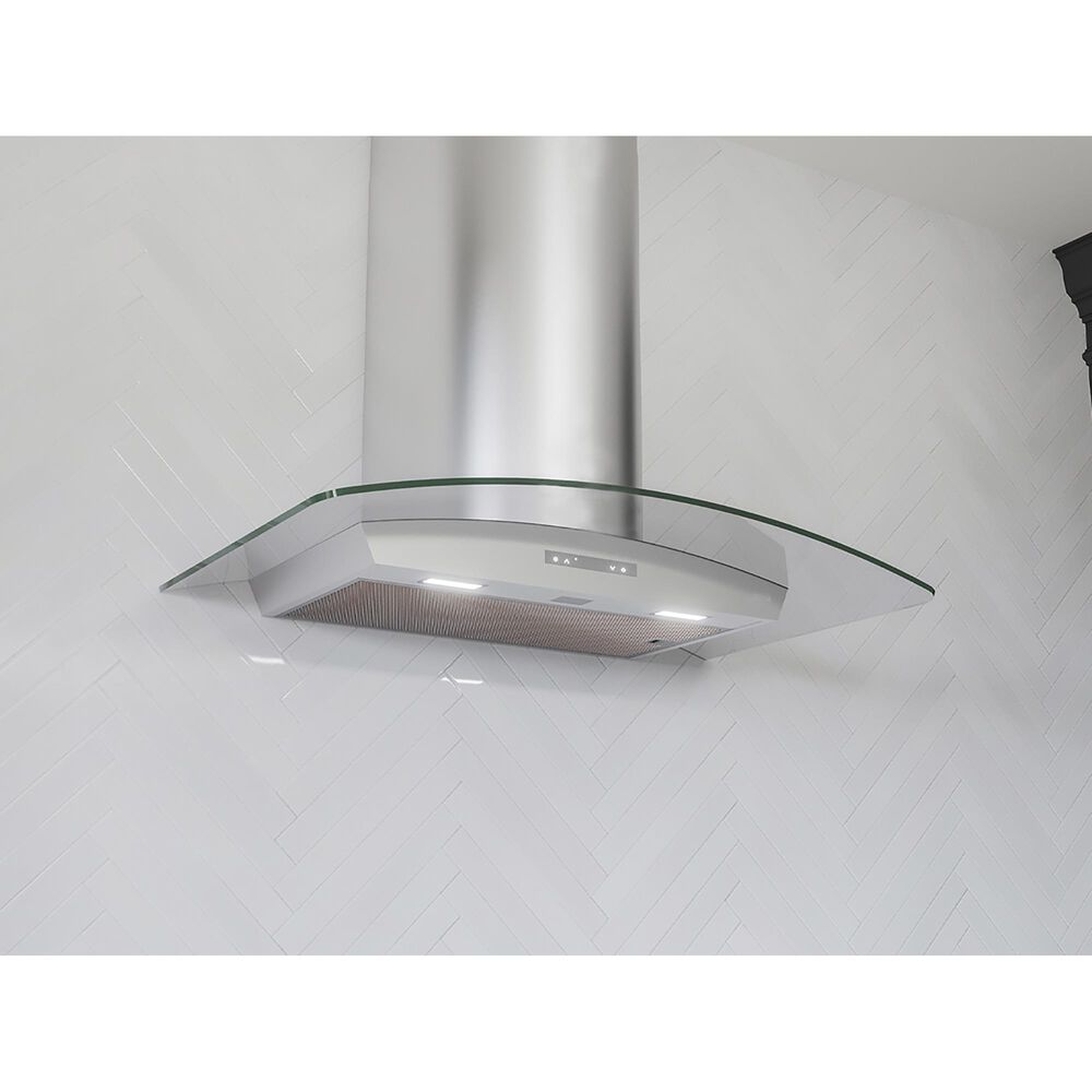 Zephyr Milano 36&quot; Wall Range Hood in Stainless Steel and Glass, , large