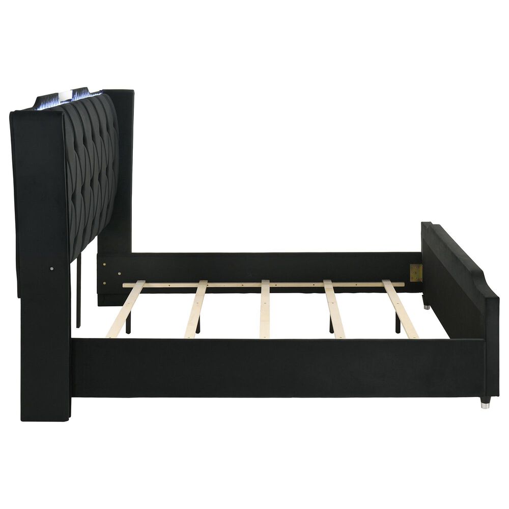 Pacific Landing Lorient King Upholstered Wingback Bed in Black, , large