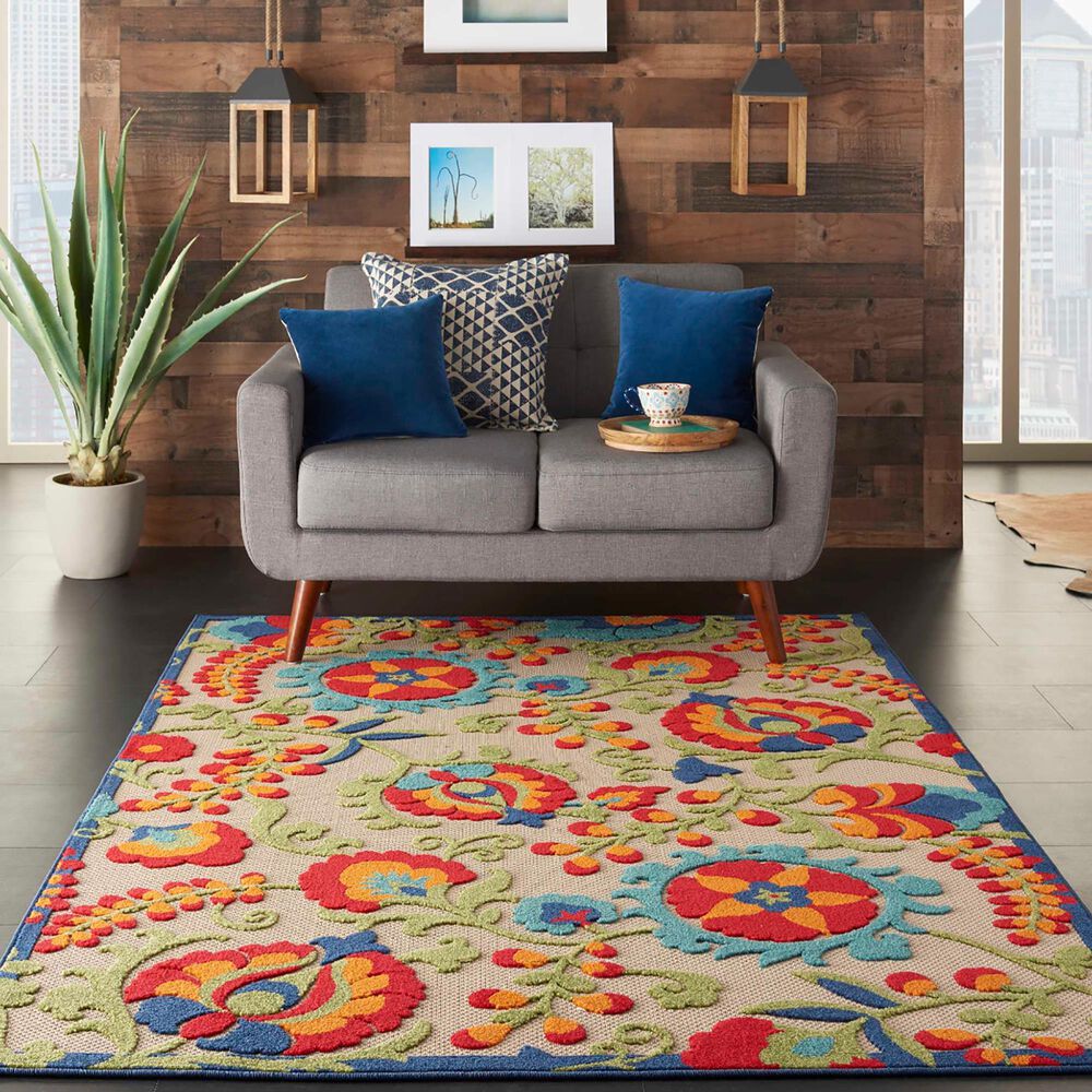 Nourison Aloha ALH17 3&#39; x 5&#39; Multicolor Indoor/Outdoor Area Rug, , large