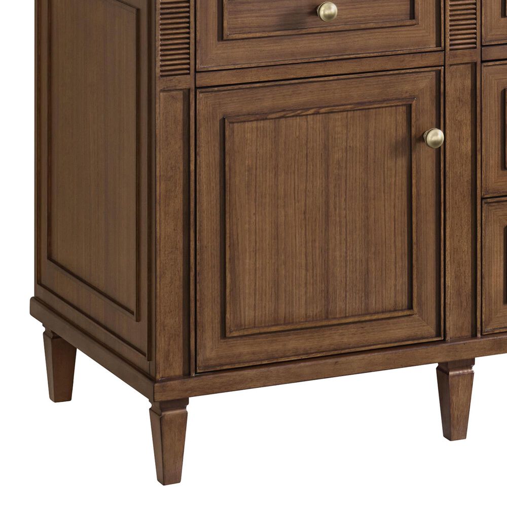 James Martin Vanities Lorelai 60" Double Bathroom Vanity in Mid-Century Walnut with 3 cm Eternal Jasmine Pearl Silestone Top, Rectangular Sinks and FreePower Wireless Charger, , large