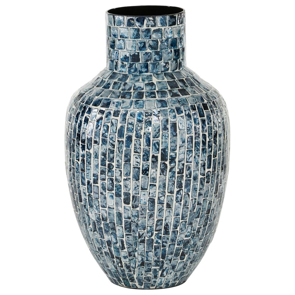 Maple and Jade 16" x 9" Coastal Mosaic Vase in Blue, , large