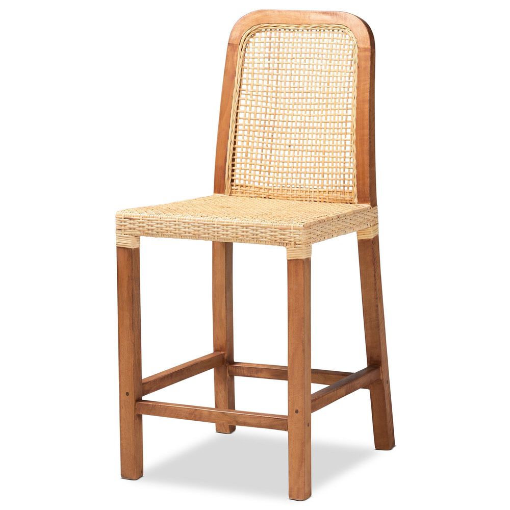 Baxton Studio Caspia Counter Stool in Walnut Brown, , large