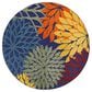 Nourison Aloha ALH05 5"3" Round Navy and Multicolor Indoor/Outdoor Area Rug, , large