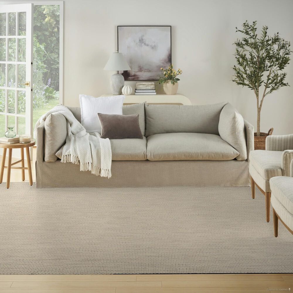 Nourison Courtyard Ivory and Silver 7&#39; x 10&#39; Indoor/Outdoor Area Rug, , large