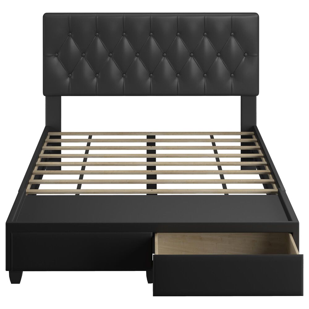 Accent  Verona Queen Upholstered Storage Bed in Black, , large