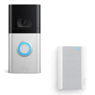 Ring Video Doorbell 4 with Chime Pro in Satin Nickel and White, , large