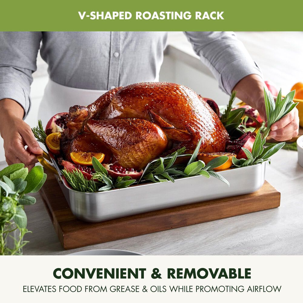 Green Pan Reserve 13" x 16" Roaster with Rack in Stainless Steel, , large