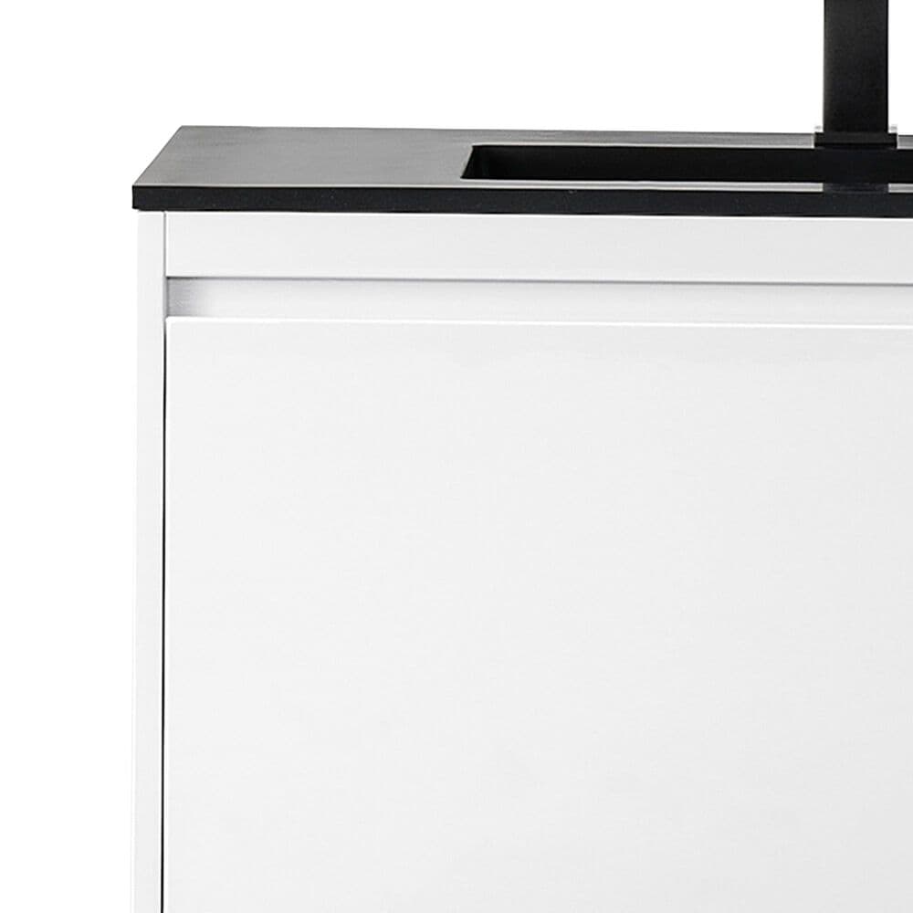 James Martin Mantova 35.4&quot; Single Bathroom Vanity in Glossy White and Champagne Brass with 2 cm Charcoal Black Resin Countertop and Rectangular Sink, , large