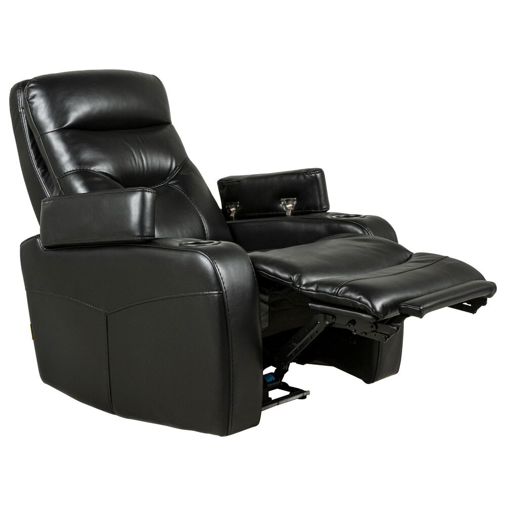 Oxford Furniture Power Home Theater Recliner with Power Headrest in Bolero Black, , large