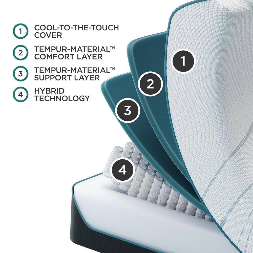 Tempur-Pedic Adapt 2.0 Medium Hybrid Split King Mattress with Low Profile Box Springs, , large