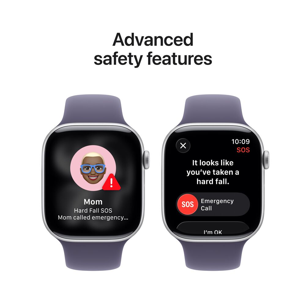 Apple Watch Series 11 &#40;GPS&#41; 46mm Silver Aluminum Case with Purple Fog Sport Band - M/L - Silver - &#40;2025&#41;, , large