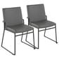 LumiSource Dutchess Side Chair with Grey Faux Leather Cushion in Black (Set of 2), , large