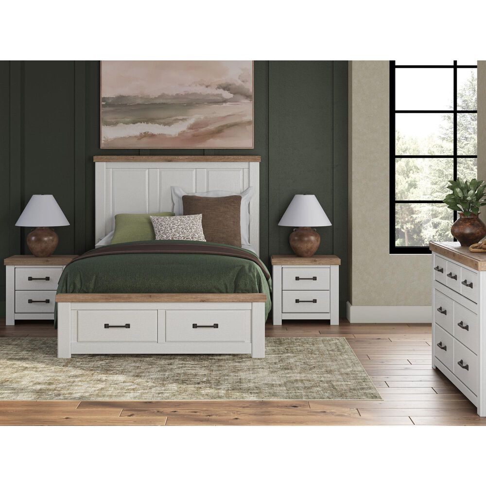 Ashley Savonport Queen Storage Panel Bed in White and Brown, , large