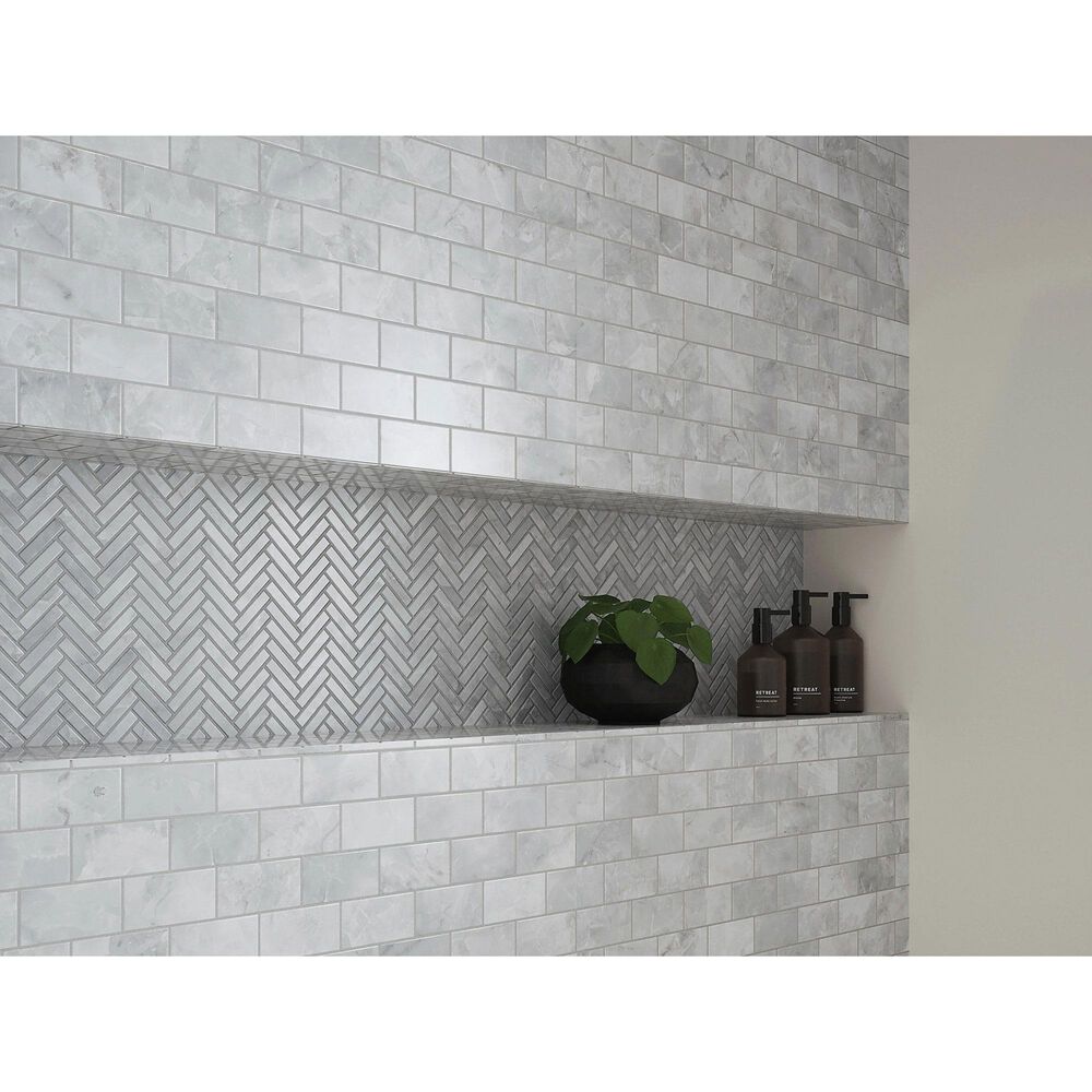 Shaw Eterna Como Bardiglio 2" x 4" on 12" x 12.5" Natural Stone Mosaic Sheet, , large
