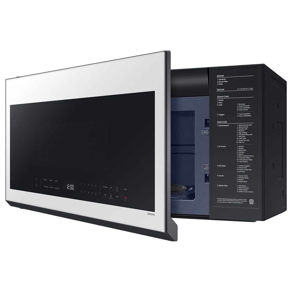 Samsung Bespoke 2.1 Cu. Ft. Smart Over-The-Range Microwave with Auto-Dimming Glass Touch Controls and LED Display in White Glass, , large
