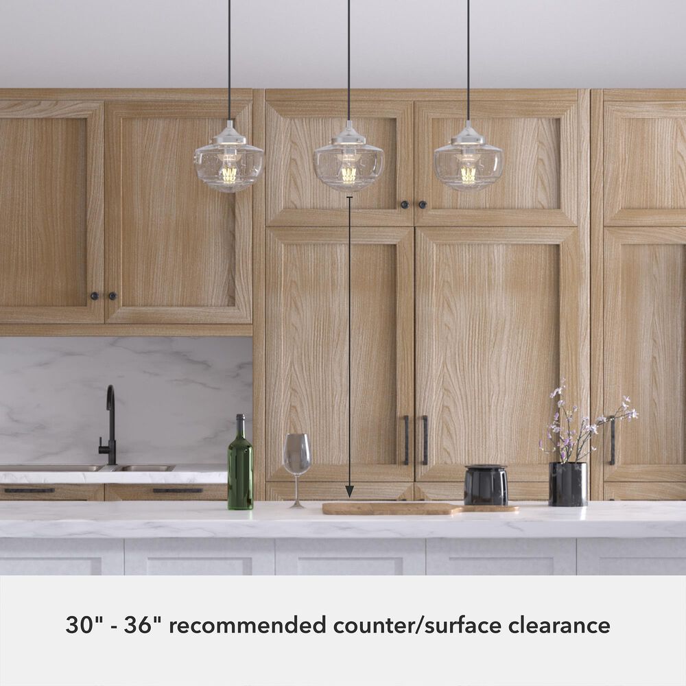 Hunter Saddle Creek 3-Light Linear Pendant Cluster with Clear Seeded Shade in Brushed Nickel, , large