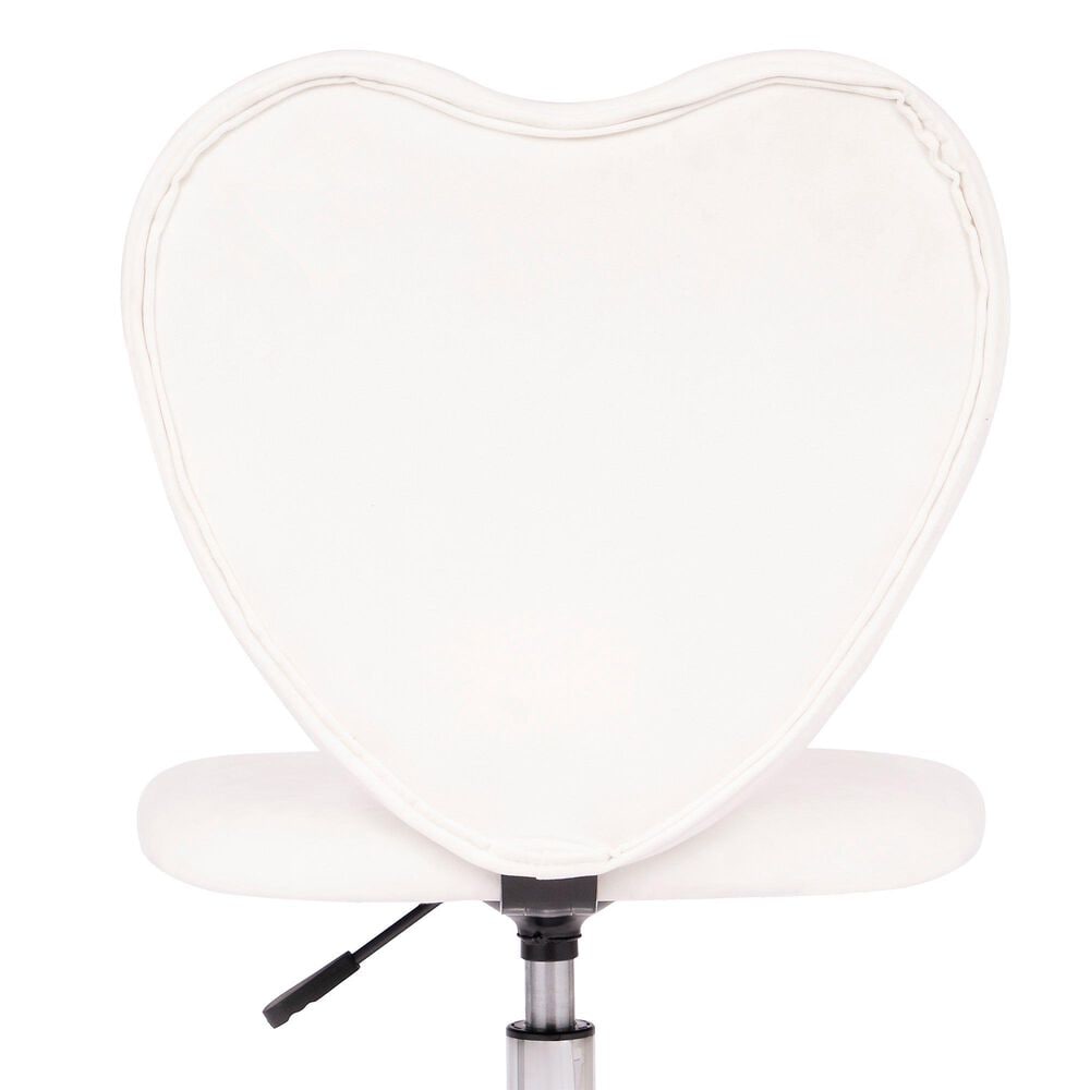 Impressions Vanity Heart Swivel Vanity Chair with White Cushion in Matte Silver, , large