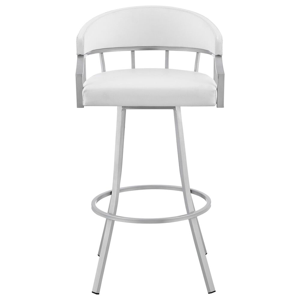 Blue River Valerie 30&quot; Swivel Barstool with White Cushion in Silver, , large