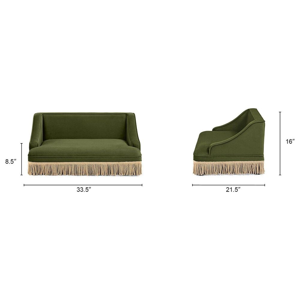 Jennifer Taylor Home Duchess 33" Medium Princess Pet Bed Sofa with Fringe Skirt in Olive Green, , large
