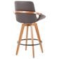 Lumisource Cosmo Swivel Counter Stool with Brown Cushion in Walnut and Black, , large