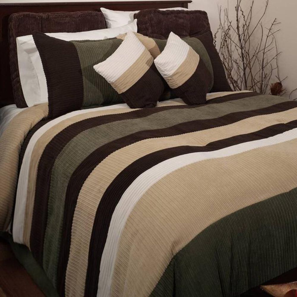Epoch Hometex Geo 7 Piece Twin Comforter Set in Olive, , large
